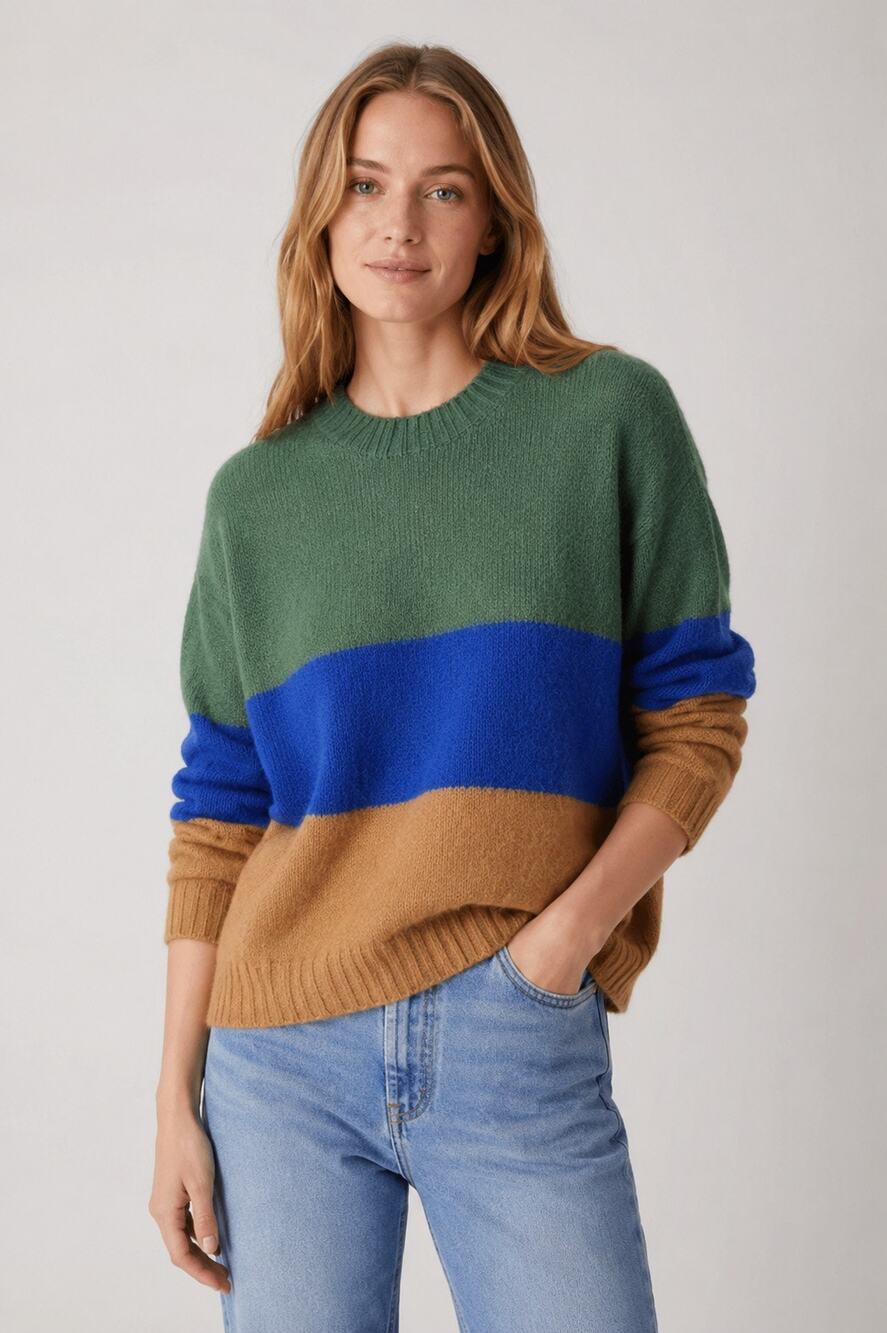 AYR The Kick Back Crew Sweater Alpaca Wool Colorblock